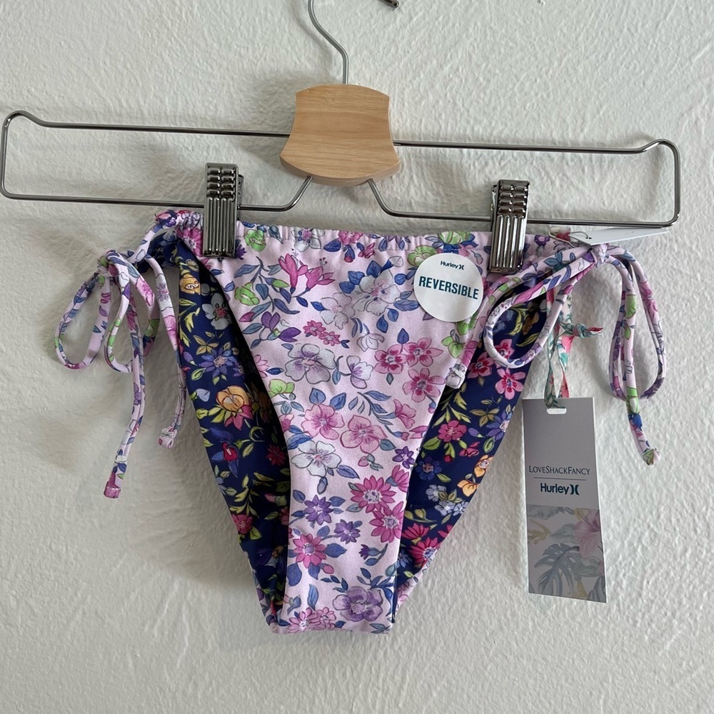 NWT Love Shack Fancy x Hurley Sunny Meadow Reversible Tie Bikini Bottom